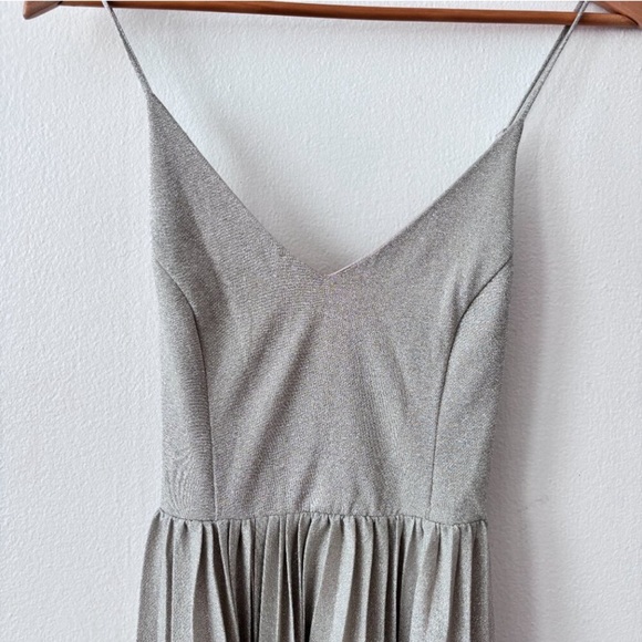 Anthropologie Elevenses Lunar Silver Metallic Pleated Dress - Picture 6 of 7